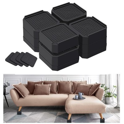 Heavy Duty Furniture Risers, Stackable 3 Inch, 4 Pack Black (Square) 