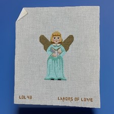 Labors of Love Handpainted HP Needlepoint Canvas - Chirstmas Angel w/ Book