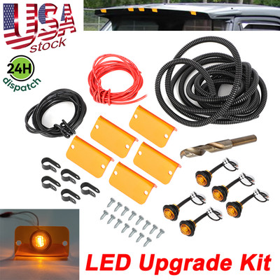For Cab Moon Sun Visor HD Light Lens Lenses Amber Orange LED Bulb Wiring Harness