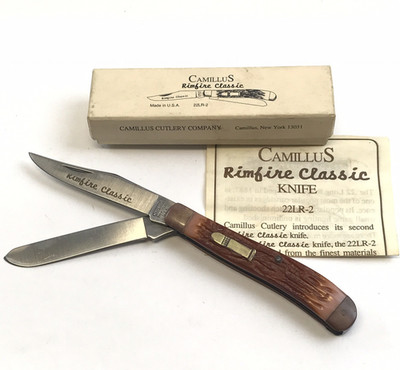 Camillus Rimfire Classic #22LR-2 Folding Knife Pocket Knife + Box Paper 1993 NOS