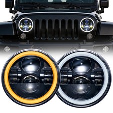 For 1997-2016 Jeep Wrangler Tj Jk 7 Led Halo White Amber Headlights