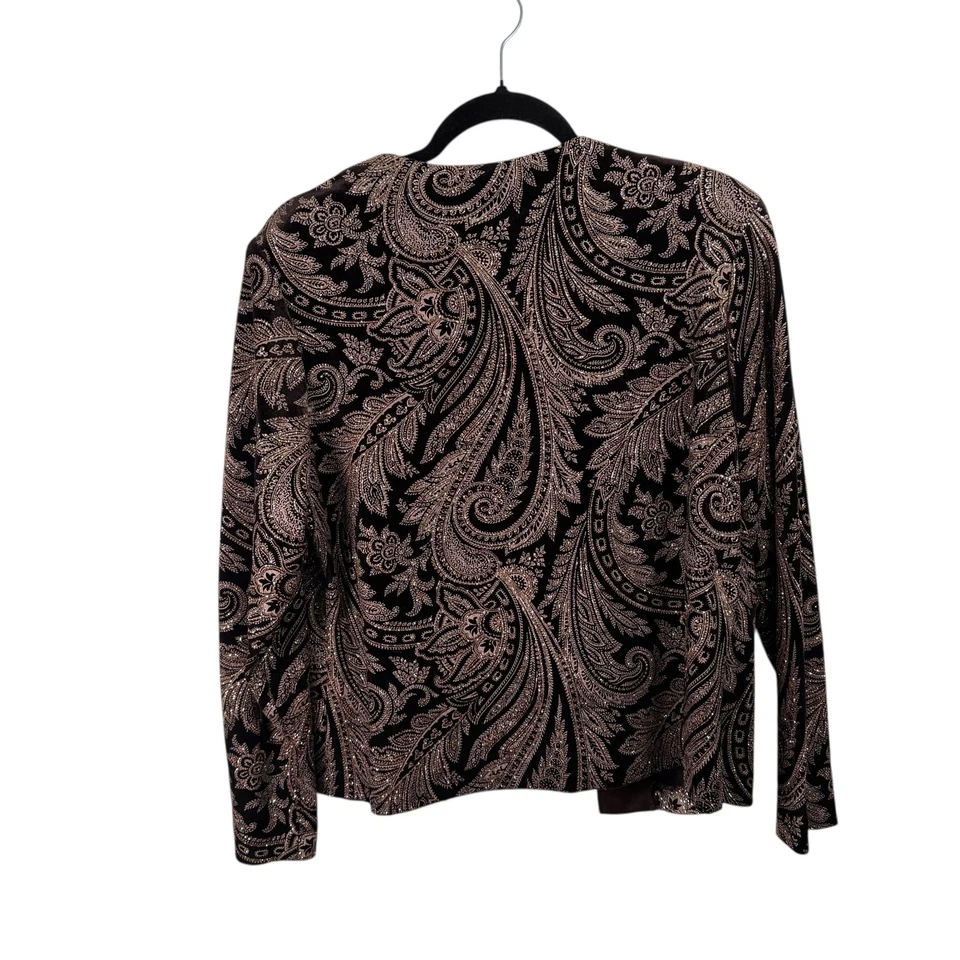 Chaqueta Xscape Marrón Dorado Lentejuelas Paisley Terciopelo Fiesta Cóctel Y2K Mujer XL Foto 4 de 4