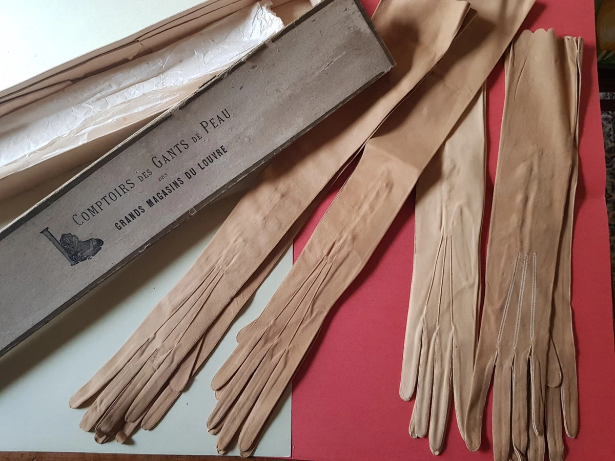 Lot De 6 Paires De Gants Coton Blanc - Jeune Femme - Fait Main Années 1900 - Vintage