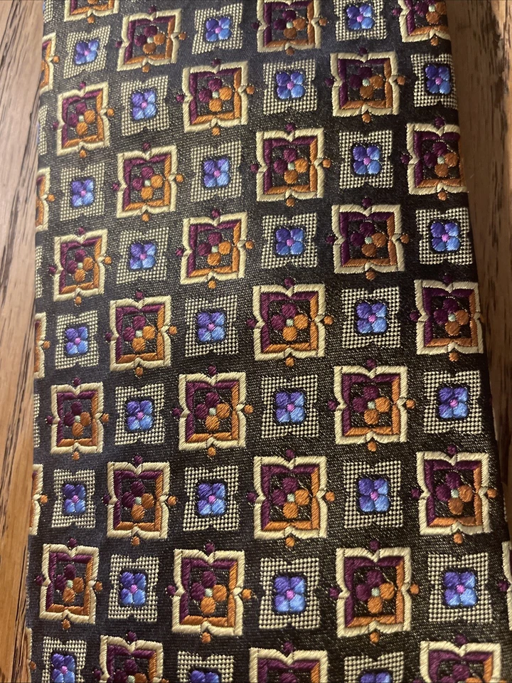 Corbata de seda geométrica gruesa tejida Altea Milano usada en excelente estado para hombre hecha a mano en Italia Foto 3 de 4