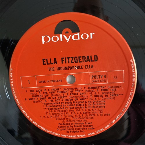 ELLA FITZGERALD "THE INCOMPARABLE" VERVE POL TV9 , VINYL LP, Excellent Condition - Picture 5 of 7