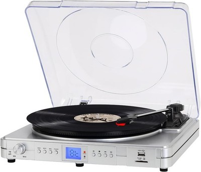 Vinyl Record Player with Bluetooth USB SD 3 Speed Belt Drive