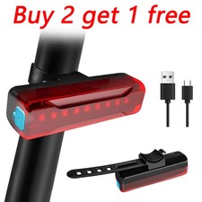 USB Rechargeable LED Bike Tail Light Bicycle Safety Cycling Warning Rear Lamp US