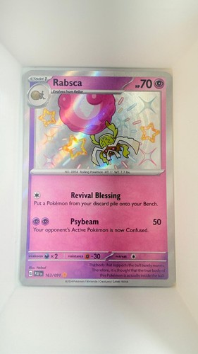 Pokemon Rabsca Paldean Fates 163/091 Holo Shiny Rare