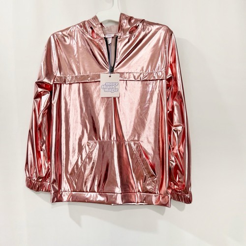Girls Jacket Hoodie Windbreaker Metallic Rose Large 10/12 Target Hooded Top NWT - Picture 3 of 8