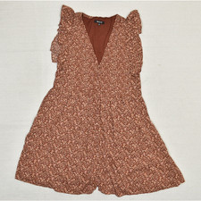 Madewell Women Fit & Flare Dress Polyester Orange Floral V Neck Size XS Pockets