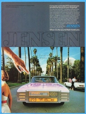 1984 Jensen Car Stereo Pink Cadillac Hollywood Sign Palm Trees Vintage Photo Ad