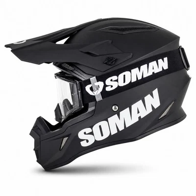 Casque Intégral de Moto Noir Mat pour Motocross, Trail, Motards - Photo 1/4