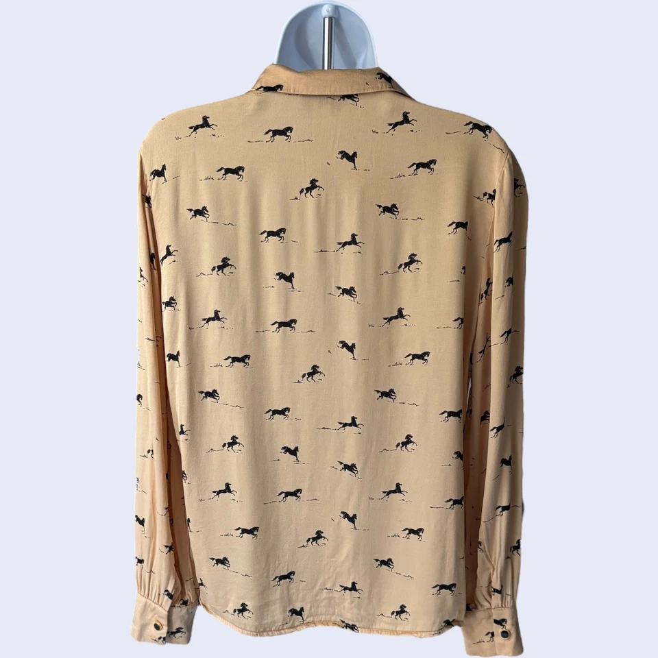 Blusa TOPSHOP 6 Tostada Negra Estampado Caballo Manga Larga Foto 2 de 4