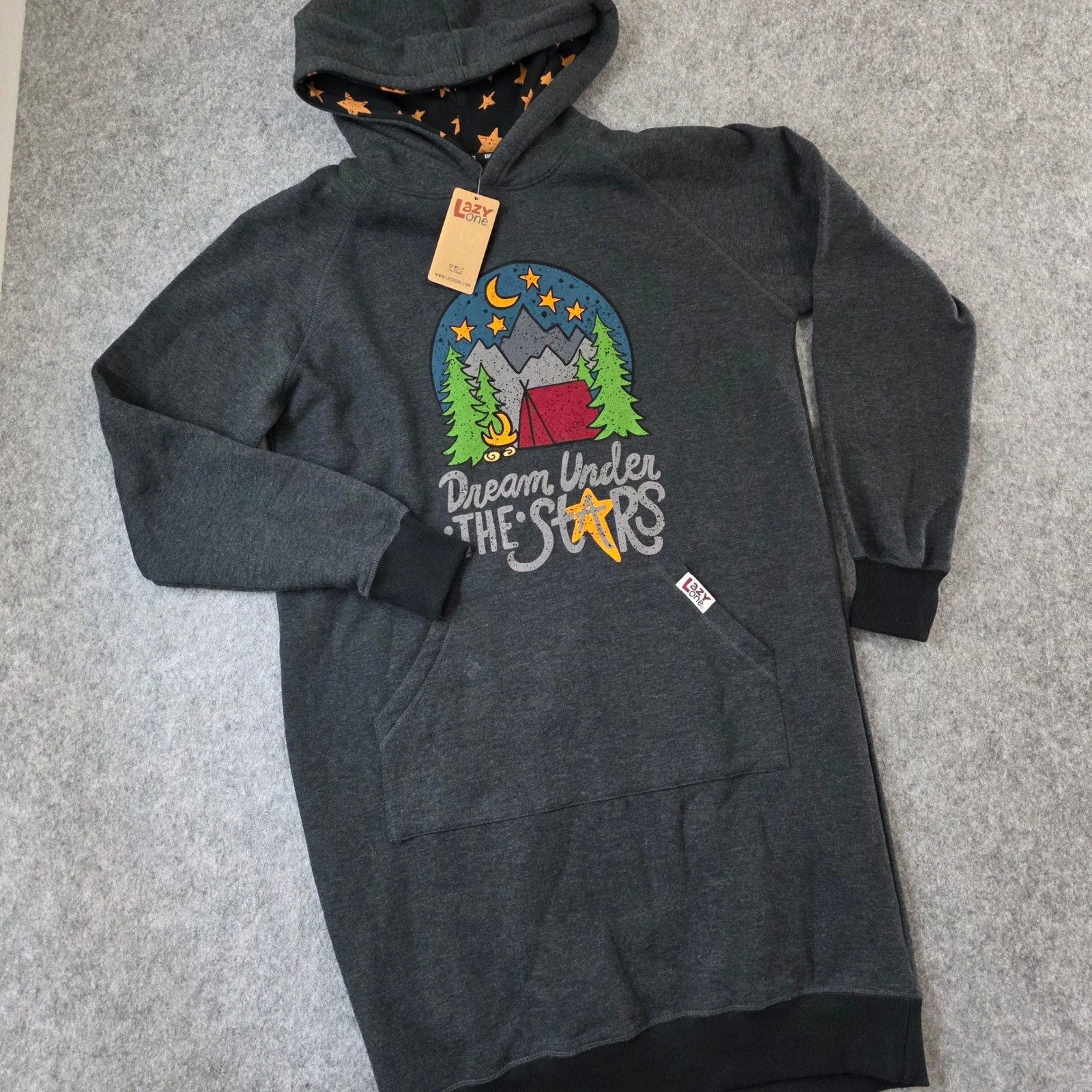 Lazy One Sleep Hoodie Gray Dream Under Stars Camping Pajama Sweatshirt S/M NEW
Opens in a new window