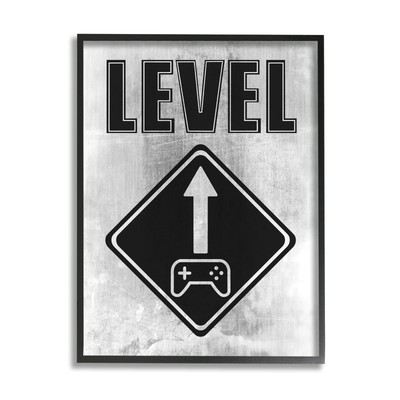 Level Up Gaming Symbol Sign Framed Wall Art, Design by Marcus
