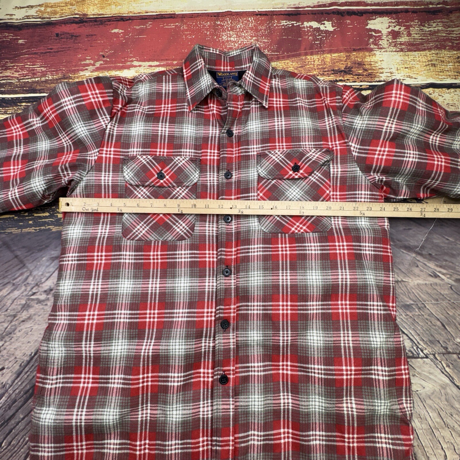 Woodland Flannel Shirt Jac Jacket Quilt Lined Mens Large Tartan Plaid Shacket