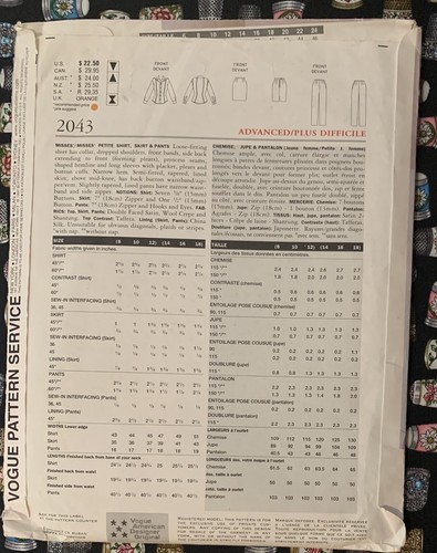 VOGUE ATTITUDES ISABEL TOLEDO 2043 Misses’/Misses’ Petite Shirt, Skirt & Pants - Picture 2 of 4