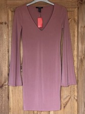 Pink plunge bodycon dress, XS Forever 21, BNWT