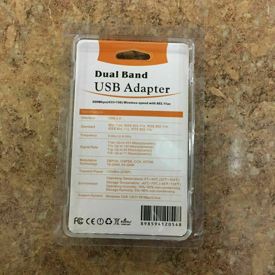 AC600 Mbps Dual Band 2.4/5Ghz Wireless USB WiFi Network Adapter w/Antenna 802.11 - Image 3 of 4