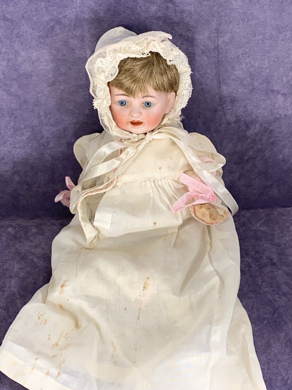 Antique Hertel Schwab 152 Baby, 15 IN, Antique German Bisque Doll Antique  Wig