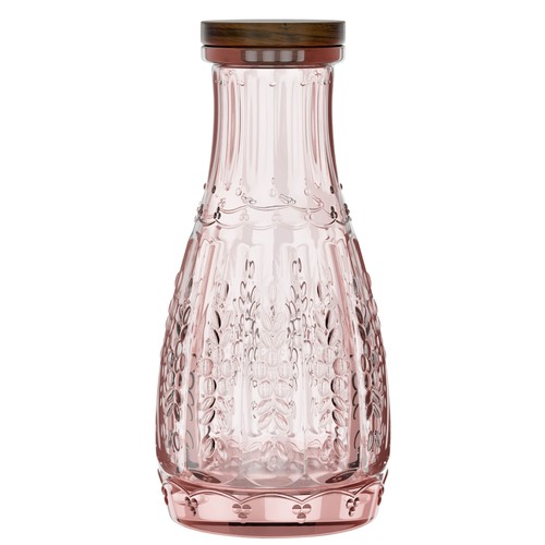 ELLE Décor Caraffa In Vetro Stile Vintage Rosa - Set Con Bicchiere, Capacità 935 Ml, Lavabile In Lavastoviglie