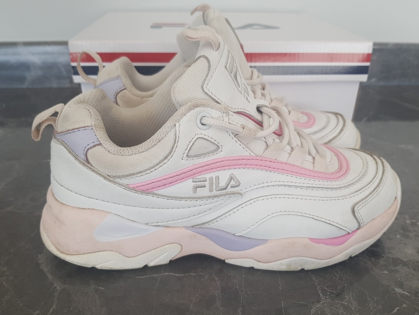 Fila Ray Trainers Size 5 UK Womens - White/Pink | eBay