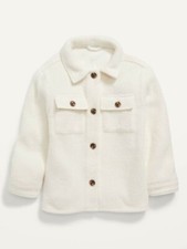 Old Navy Girls Textured Double-Knit Shacket Ivory Pearl Size Medium NWT