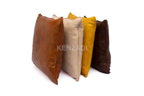 Decorative Moroccan handmade Leather Throw Pillow Covers 16 x 16 In by Kenzadi - Picture 57 of 72