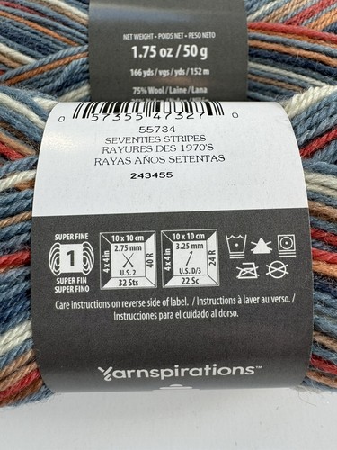 Patons Kroy Wool Blend Sock Yarn~Lot of 2 Skeins~Seventies Stripes 55734 - Picture 6 of 6