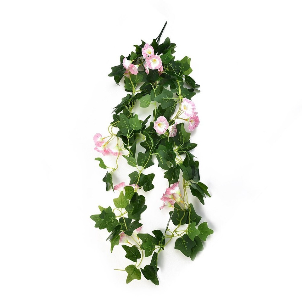 Hanging Wall Artificial Fake Silk Violet Orchid Flowers Rattan Plant