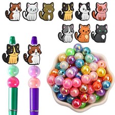 16mm Acrylic Beads For Pens 49pcs Silicone Pet Cat Focal Beads For Beadable Pe