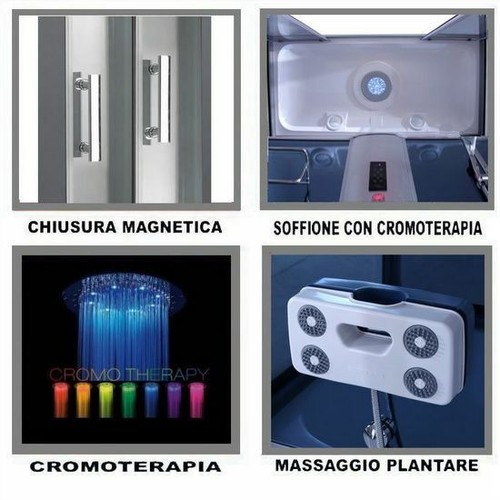 Box doccia 6 getti idromassaggio 170x85 con vasca ozonoterapia bluetooth led -3e - Foto 2 di 5