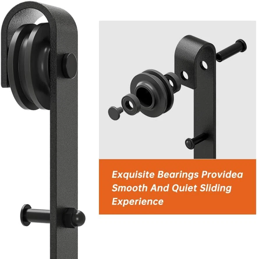 Kit de rieles de herrajes para puertas correderas de granero de alta resistencia de 6,6 pies para una puerta de 36"-40" de ancho Foto 2 de 4