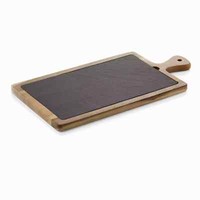 Serviertablett Tablett Servierbrett Platte Akazienholz/Schiefer 33X23X1,5 Cm