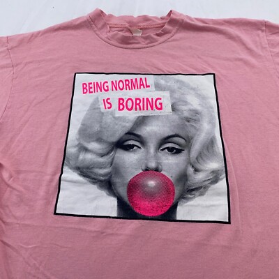 vtg 90s BEING NORMAL IS BORING BUBBLE GUM T-Shirt M/L Marilyn monroe art