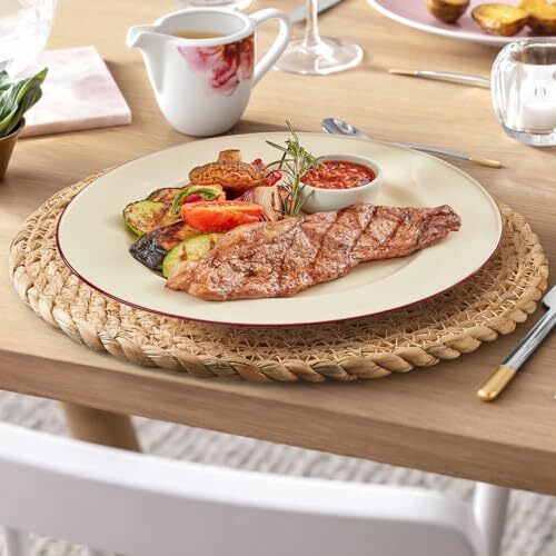 Round Woven Placemats Set of 10, 12" Boho Rattan Placemats 12 inch Set of 10 - Picture 7 of 7