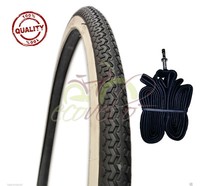 Reifen Weiß Schwarz Fahrrad 26X1 3/8 + Fahrradschlauch Holland Reifen