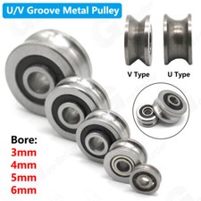 Rodamientos de bolas de polea de metal ranura U/V rueda guía de acero diámetro de rodillo 3/4/5/6 mm