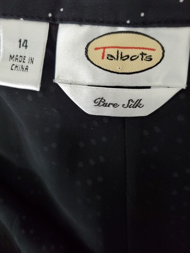 Talbots Pure SILK Dotted Pattern Stitched-Down-Pleated Knee Length Skirt 14 Zip - Picture 5 of 8