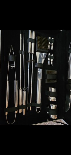 Grillbesteck-Set-Neu-, 21-teilig aus Edelstahl in Alurahmenkoffer - Bild 3 von 6