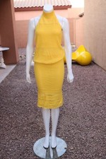 St. John Evening 2 Piece Knit Skirt Halter Turtleneck Top Set Vtg 1990s Size M