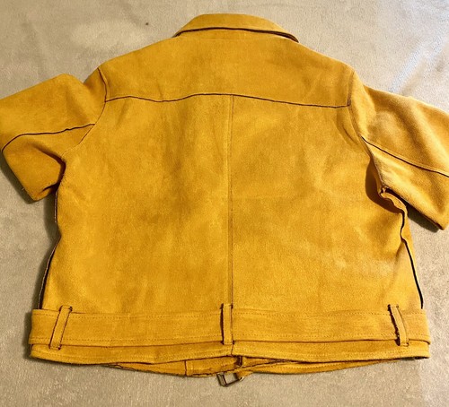 Vintage Yellow Suede Motor Cycle Jacket Girls Youth Sz. XLG Breakout Winter Wear - Picture 4 of 6
