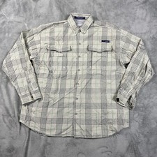 Columbia PFG Super Bahama Vented Fishing Shirt Omni-Shade Plaid Mens Large