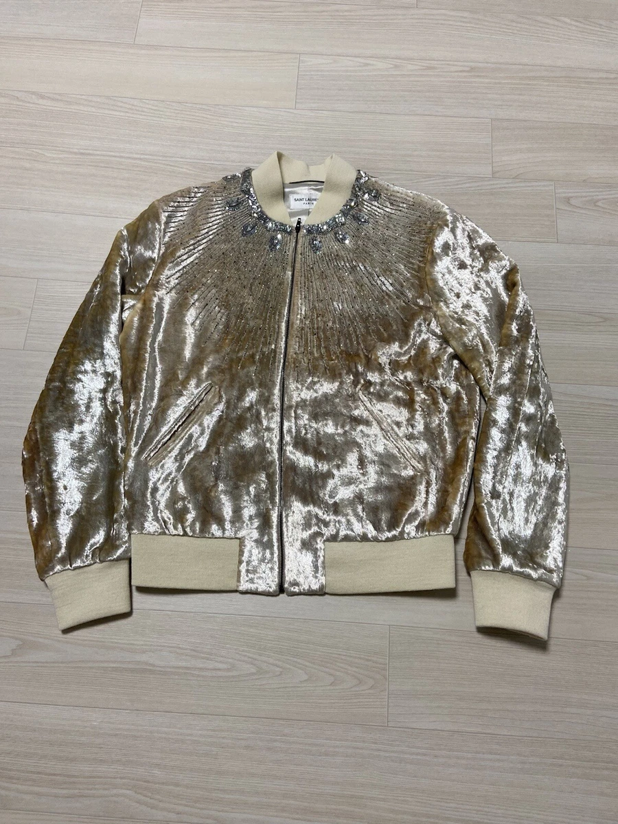 46 Saint Laurent Fw16 Crystal Sequin embellished bomber jacket eBay