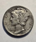 1944 Mercury Dime Very Good VG Details 90% Silver Coin, Reverse Damage