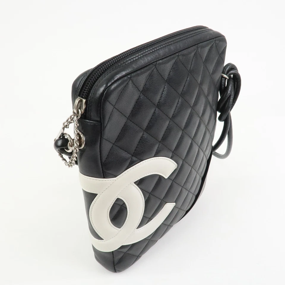 Bolso de Hombro Chanel Línea Cambon Piel de Cordero Mediano Pochette A25178 Auténtico Usado Envío Gratis Foto 4 de 4