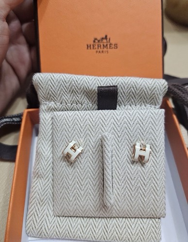  Hermès Mini Pop H Earrings Yellow Gold Plated