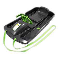 KHW Snow Fox Lenkschlitten mit Bremse Rodel Bob Schlitten Kinderschlitten Grau