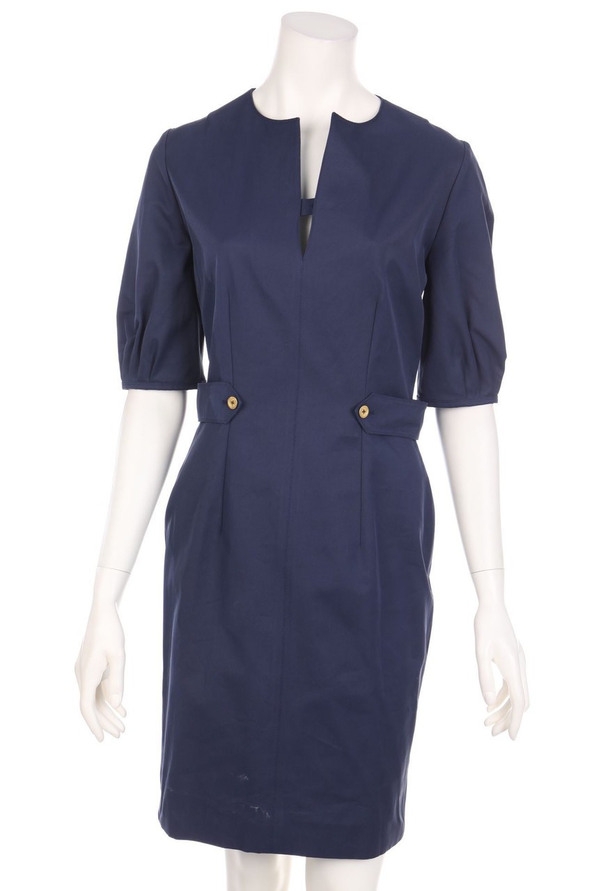 YVES SAINT LAURENT Vestito Bottoni Gioielli L Blu Scuro