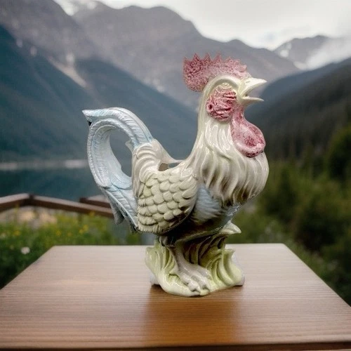 Vintage Italian Ceramic Rooster Pitcher Hand Paint